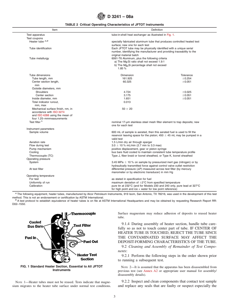 ASTM D3241-08a - Standard Test Method for Thermal Oxidation Stability of Aviation Turbine Fuels (JFTOT Procedure)