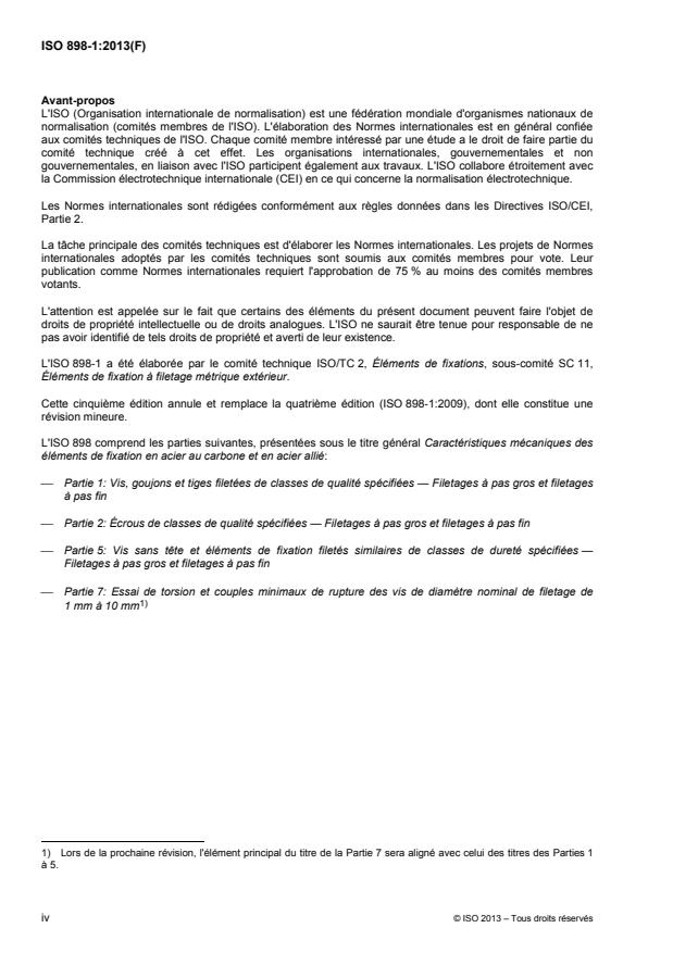 ISO 898-1:2013 ISO 898-1:2013 - Caractéristiques mécaniques des éléments de fixation en acier au carbone et en acier allié - Page 4 preview