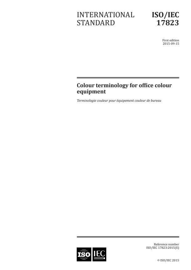 ISO/IEC 17823:2015 - Information technology -- Office equipment -- Colour terminology for office colour equipment