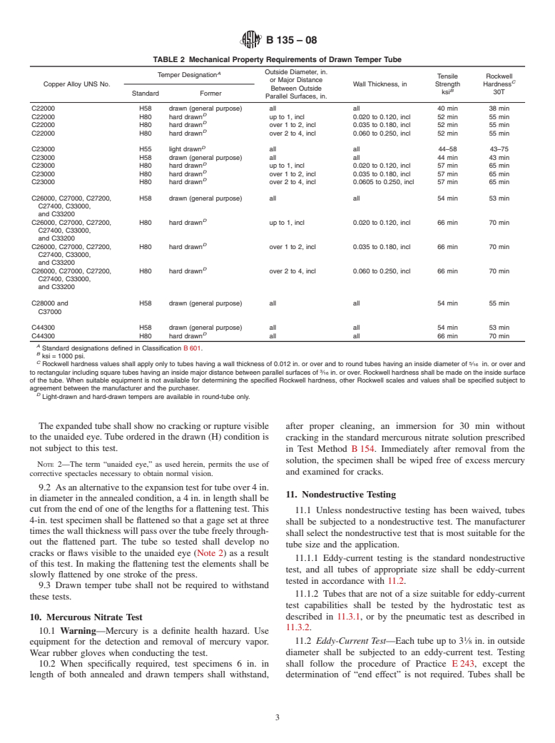 ASTM B135-08 - Standard Specification for  Seamless Brass Tube