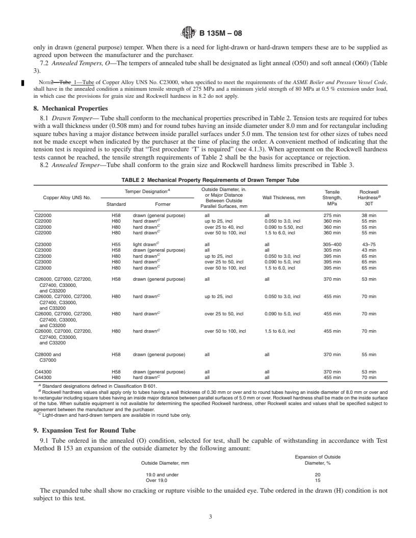 REDLINE ASTM B135M-08 - Standard Specification for  Seamless Brass Tube [Metric]