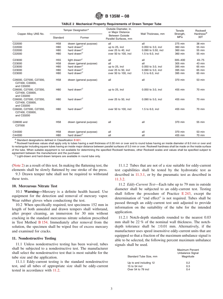 ASTM B135M-08 - Standard Specification for  Seamless Brass Tube [Metric]