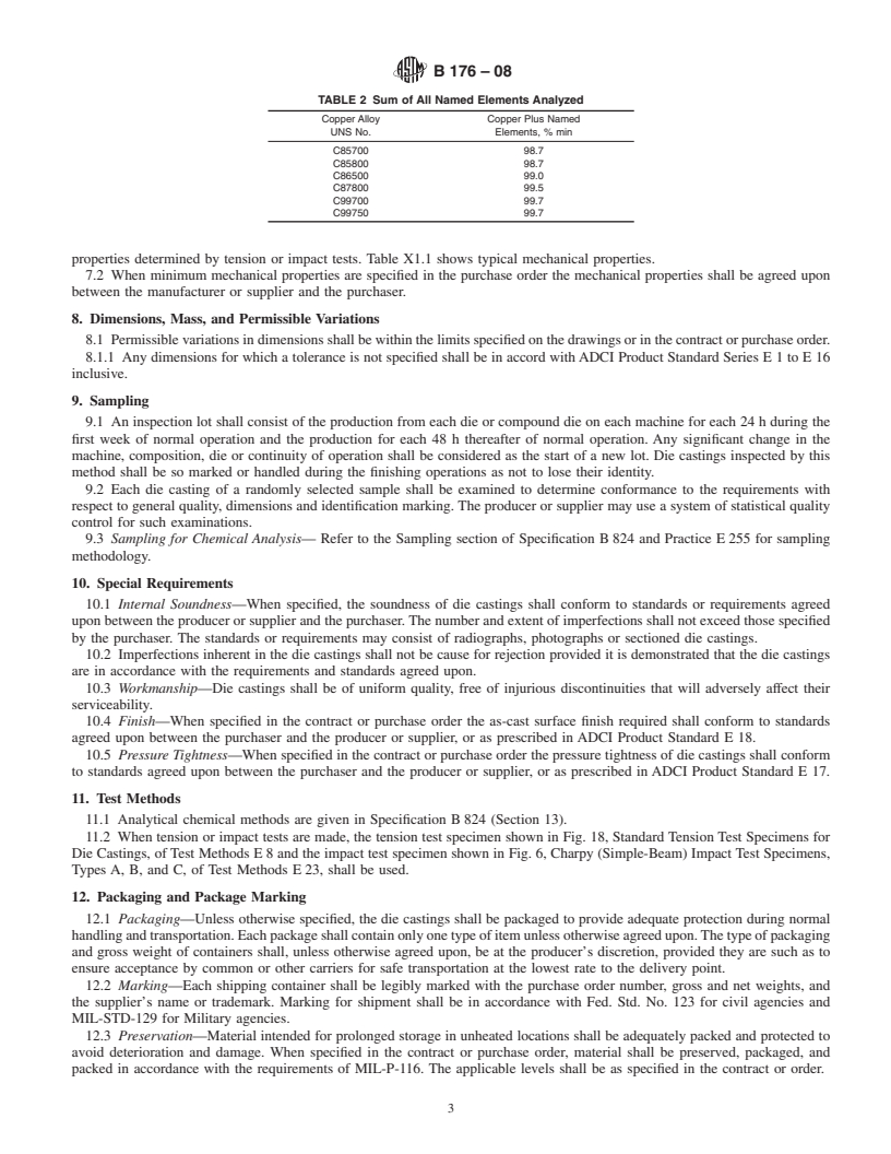 REDLINE ASTM B176-08 - Standard Specification for Copper-Alloy Die Castings