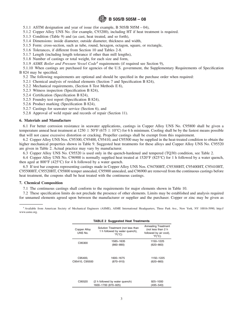 REDLINE ASTM B505/B505M-08 - Standard Specification for Copper Alloy Continuous Castings