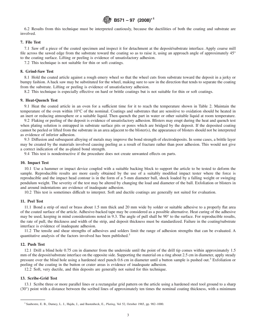 REDLINE ASTM B571-97(2008)e1 - Standard Practice for  Qualitative Adhesion Testing of Metallic Coatings