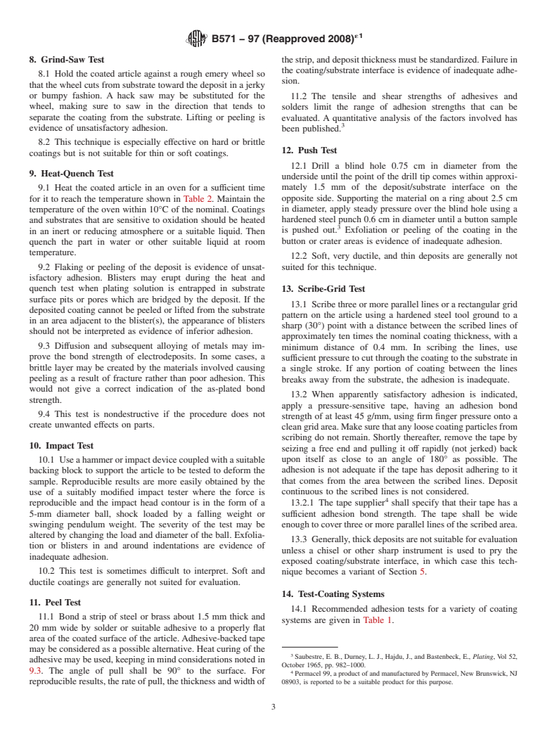 ASTM B571-97(2008)e1 - Standard Practice for  Qualitative Adhesion Testing of Metallic Coatings