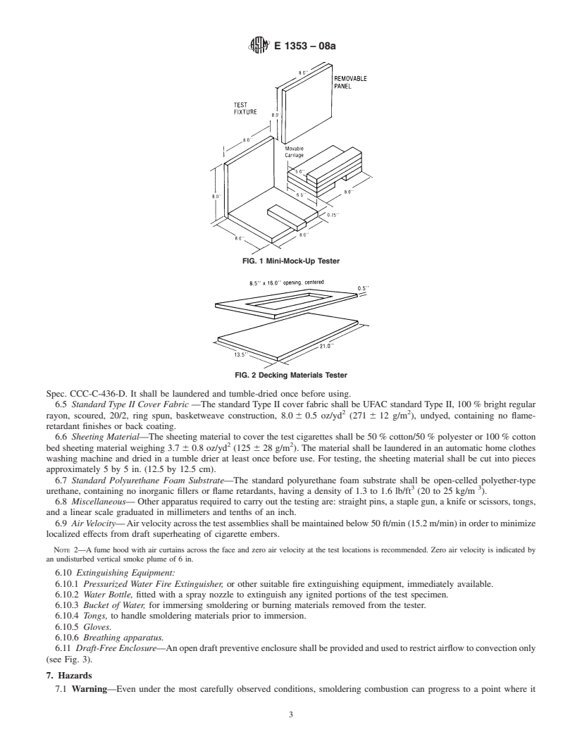 REDLINE ASTM E1353-08a - Standard Test Methods for Cigarette Ignition Resistance of Components of Upholstered Furniture