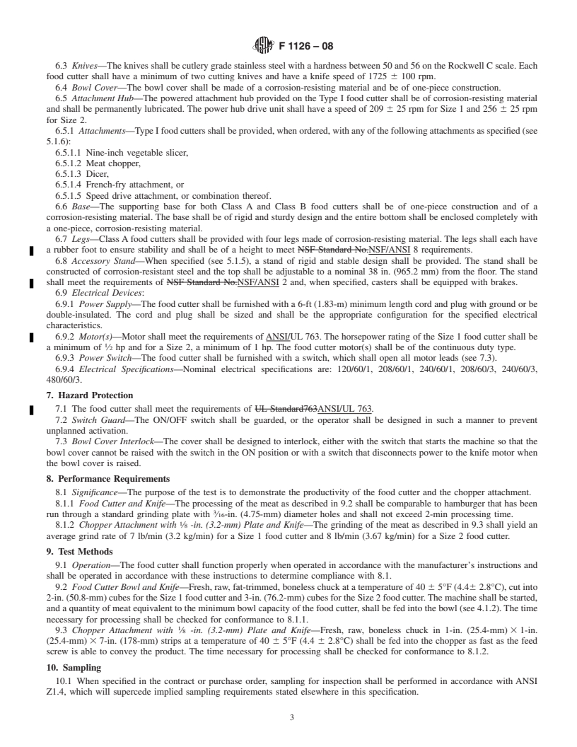 REDLINE ASTM F1126-08 - Standard Specification for  Food Cutters (Electric)