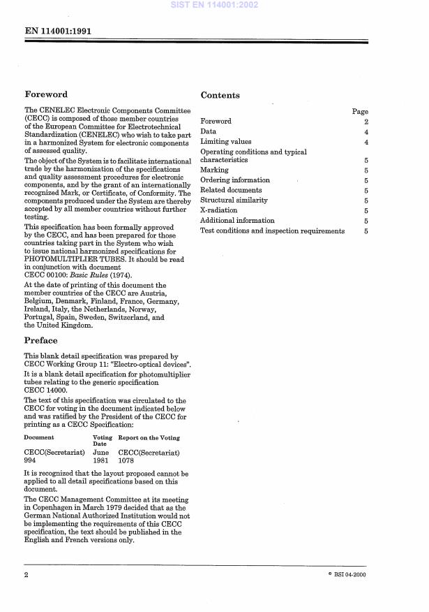 EN 114001:1991 EN 114001:2002 - Page 4 preview