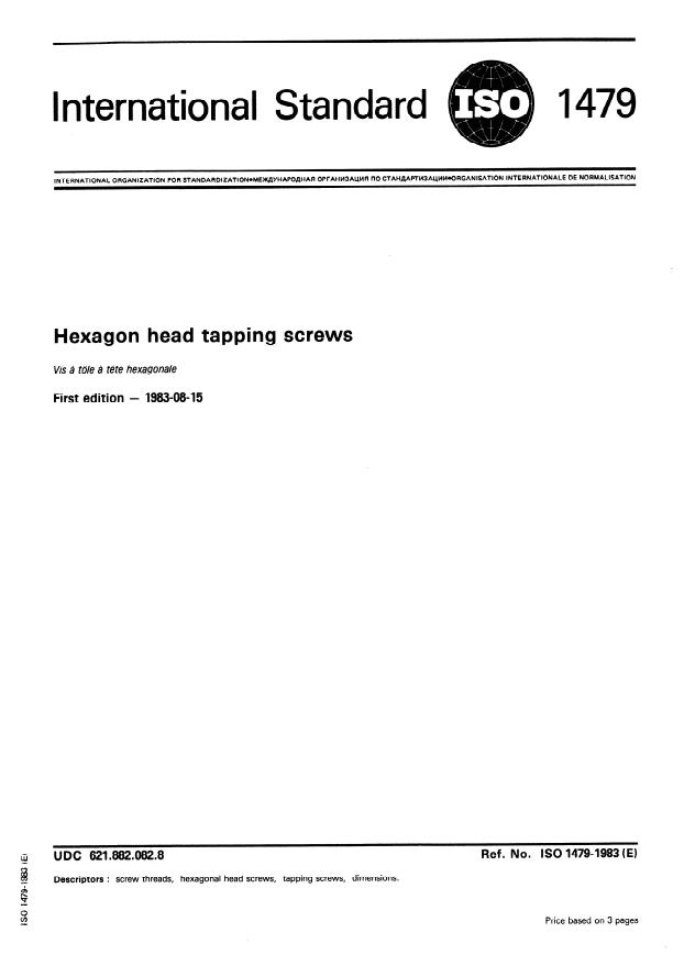 ISO 1479:1983 - Hexagon head tapping screws