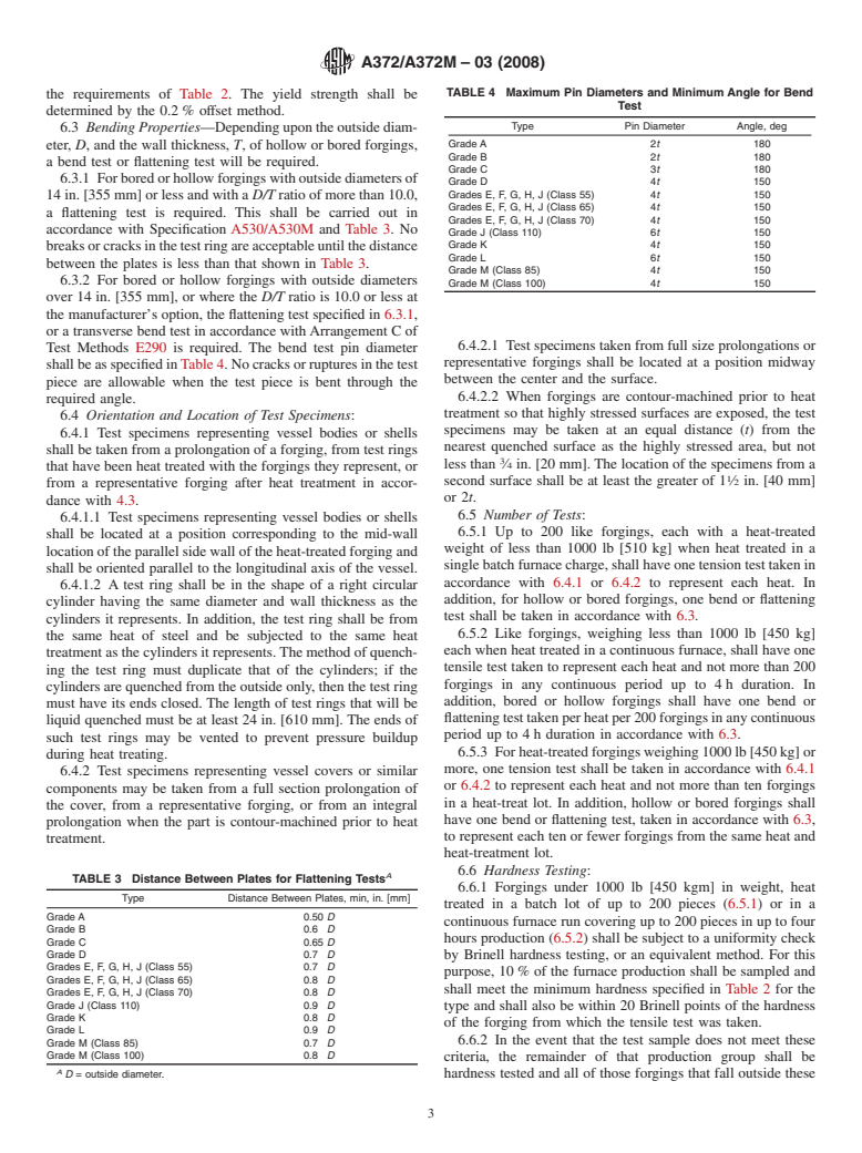 ASTM A372/A372M-03(2008) - Standard Specification for  Carbon and Alloy Steel Forgings for Thin-Walled Pressure Vessels