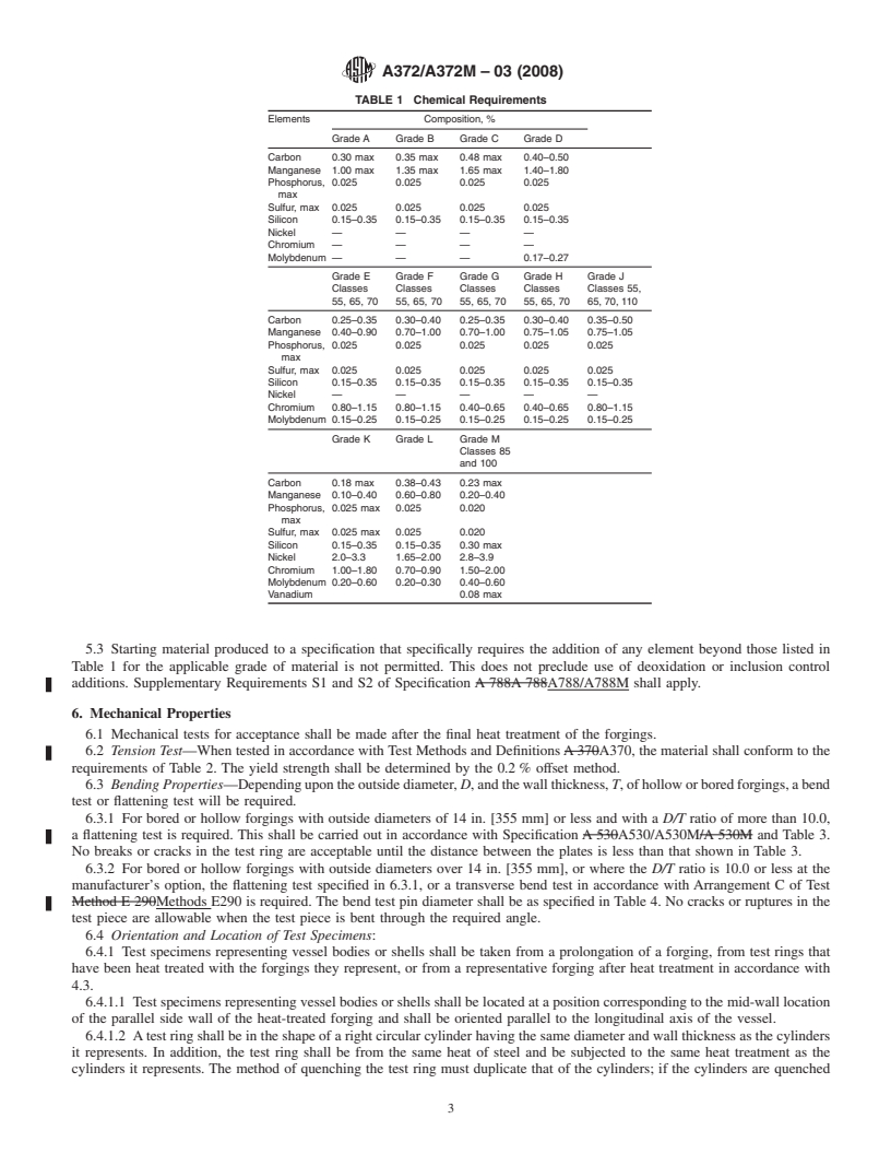 REDLINE ASTM A372/A372M-03(2008) - Standard Specification for  Carbon and Alloy Steel Forgings for Thin-Walled Pressure Vessels