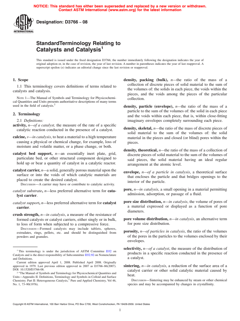 ASTM D3766-08 - Standard Terminology Relating to Catalysts and Catalysis