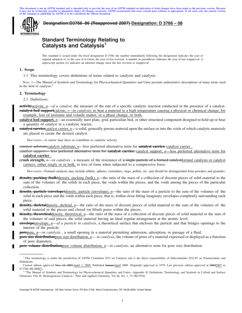 REDLINE ASTM D3766-08 - Standard Terminology Relating to Catalysts and Catalysis