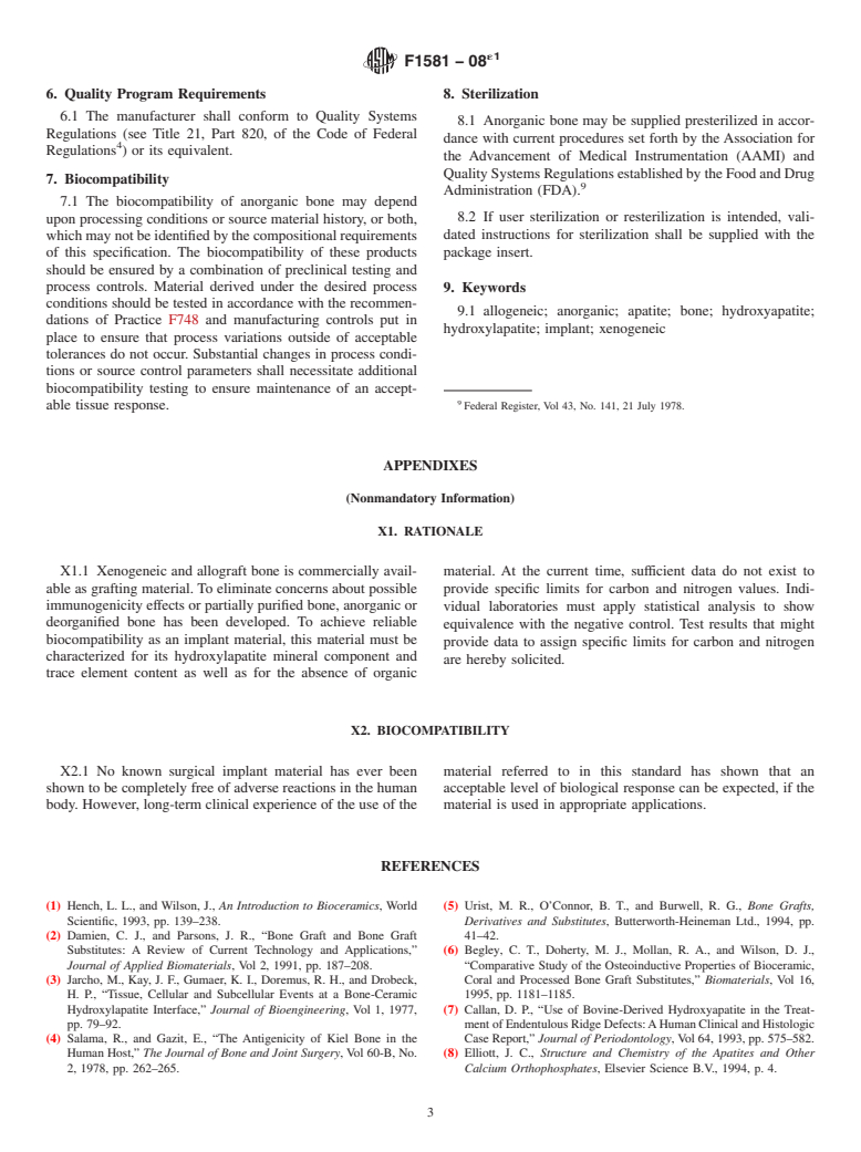 ASTM F1581-08e1 - Standard Specification for  Composition of Anorganic Bone for Surgical Implants