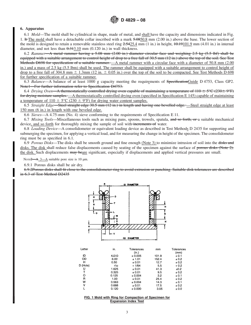 REDLINE ASTM D4829-08 - Standard Test Method for Expansion Index of Soils