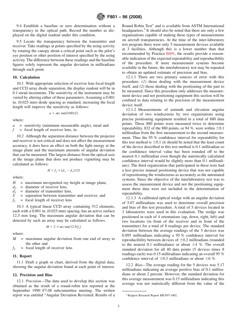 ASTM F801-96(2008) - Standard Test Method for  Measuring Optical Angular Deviation of Transparent Parts