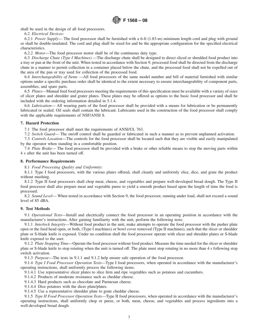 REDLINE ASTM F1568-08 - Standard Specification for Food Processors, Electric
