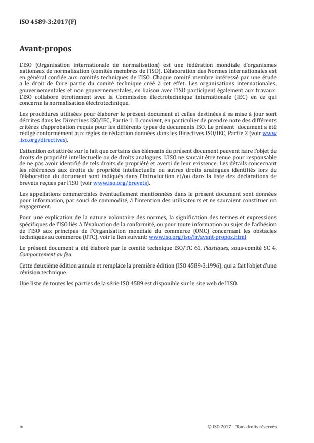 ISO 4589-3:2017 ISO 4589-3:2017 - Plastiques -- Détermination du comportement au feu au moyen de l'indice d'oxygene - Page 4 preview