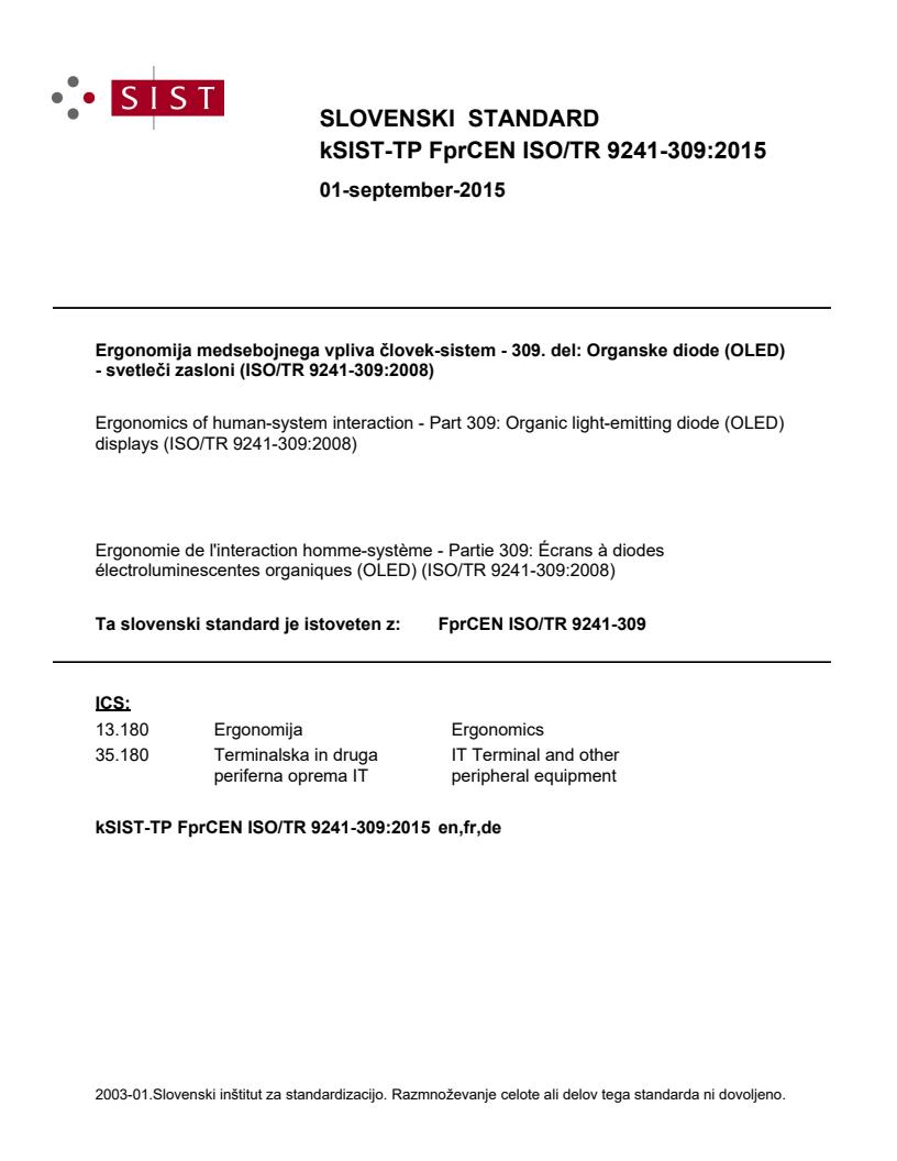 kTP FprCEN ISO/TR 9241-309:2015 - BARVE