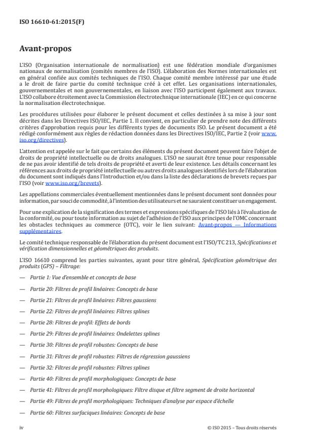 ISO 16610-61:2015 ISO 16610-61:2015 - Spécification géométrique des produits (GPS) -- Filtrage - Page 4 preview