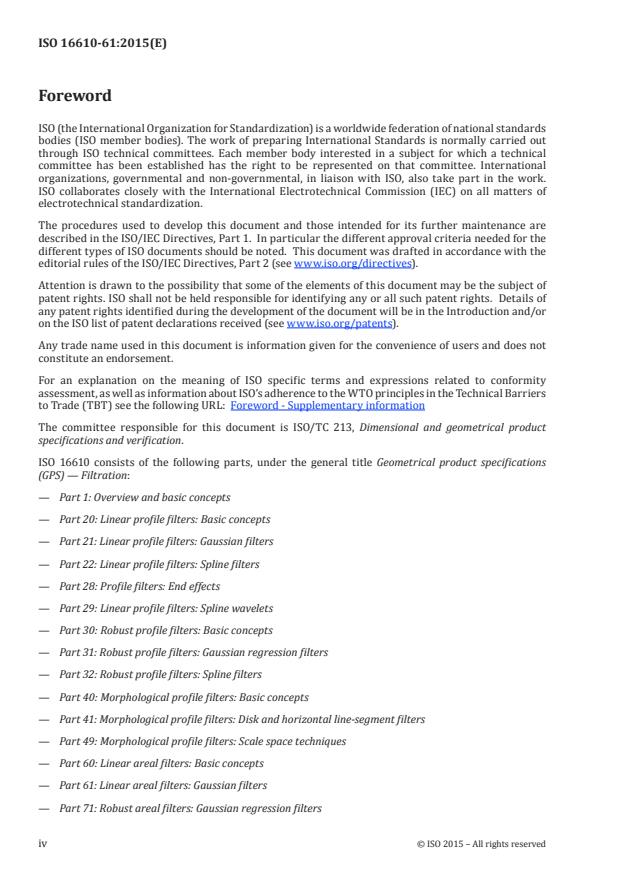 ISO 16610-61:2015 ISO 16610-61:2015 - Geometrical product specification (GPS) -- Filtration - Page 4 preview