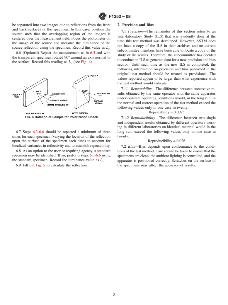 ASTM F1252-08 - Standard Test Method for Measuring Optical Reflectivity of Transparent Materials