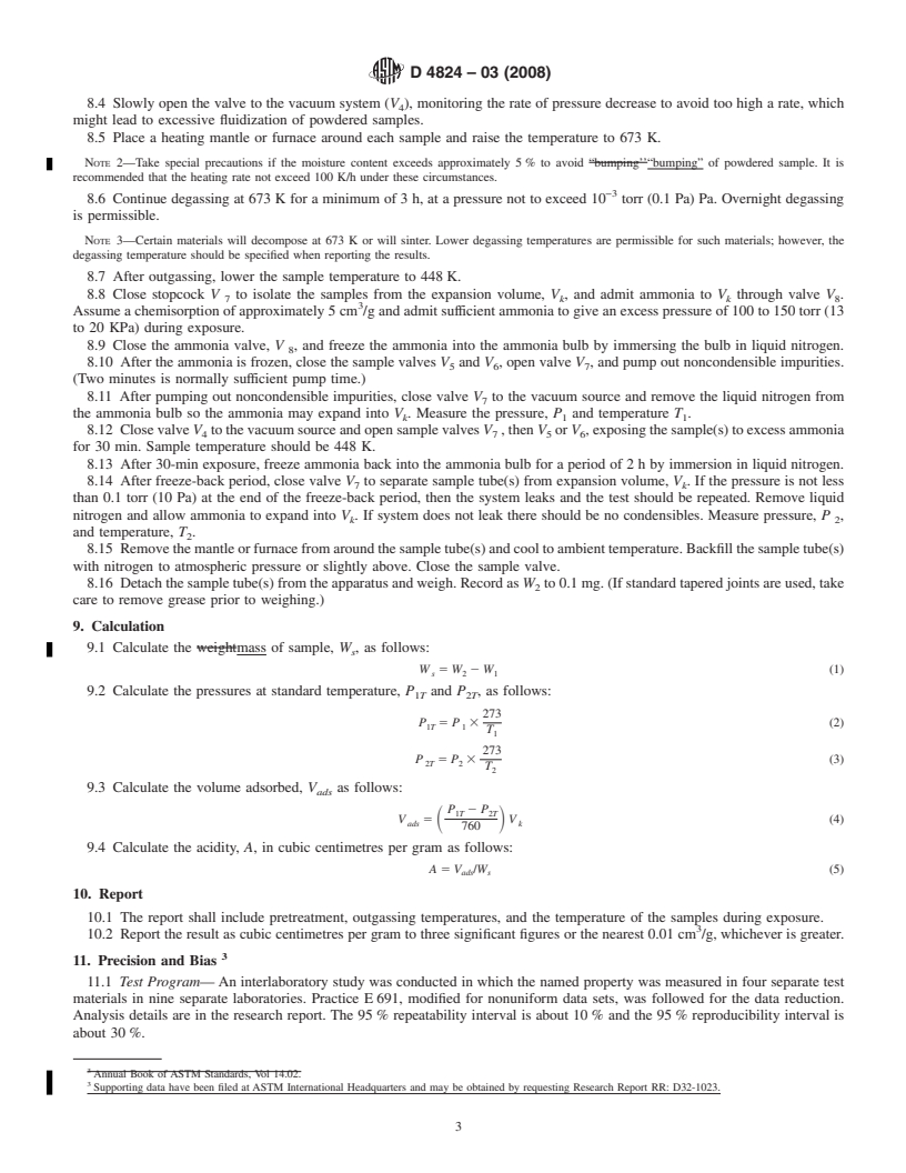 REDLINE ASTM D4824-03(2008) - Standard Test Method for Determination of Catalyst Acidity by Ammonia Chemisorption