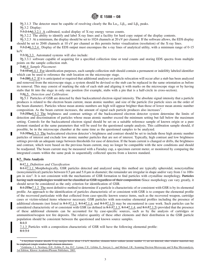 REDLINE ASTM E1588-08 - Standard Guide for  Gunshot Residue Analysis by Scanning Electron Microscopy/ Energy Dispersive X-ray Spectrometry