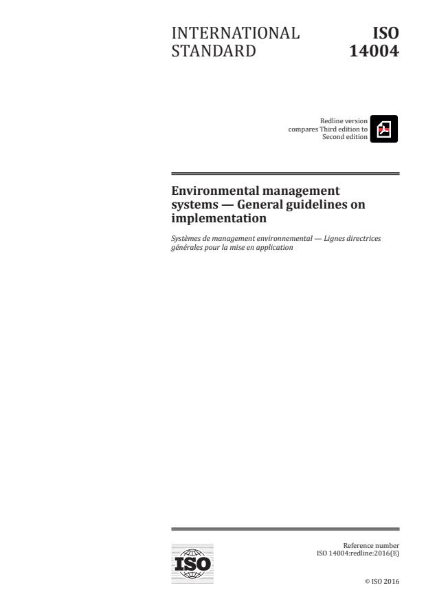 REDLINE ISO 14004:2016 - Environmental management systems -- General guidelines on implementation