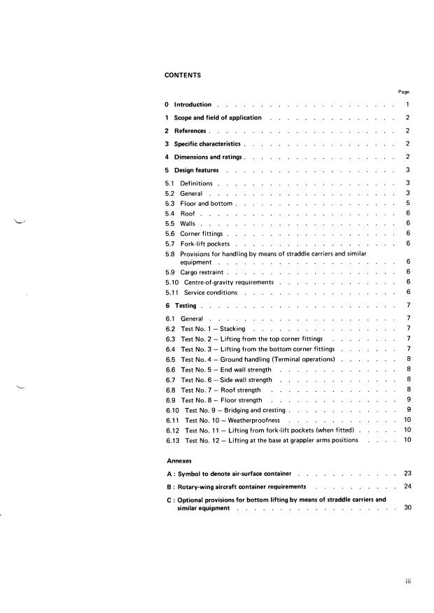 ISO 1496-7:1974 - Series 1 freight containers -- Specification and testing