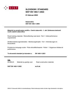 EN 1463-1:2022 - BARVE - Page 1 preview