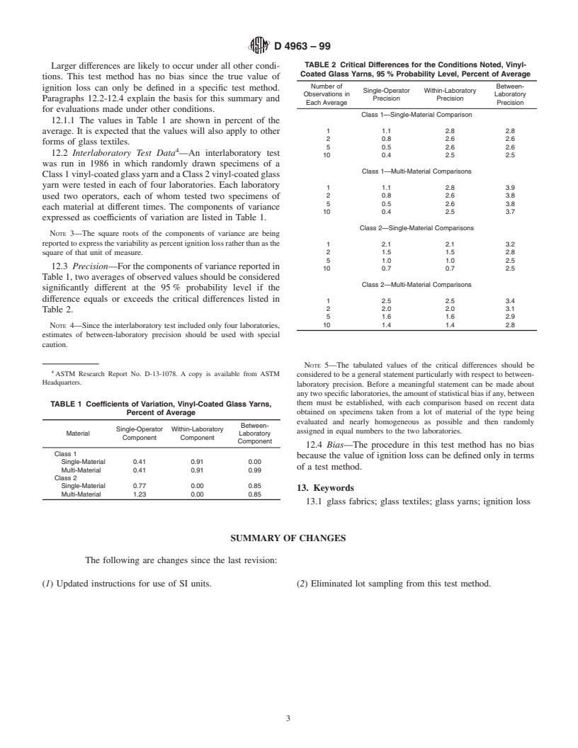 ASTM D4963-99 - Standard Test Method for Ignition Loss of Glass Strands and Fabrics