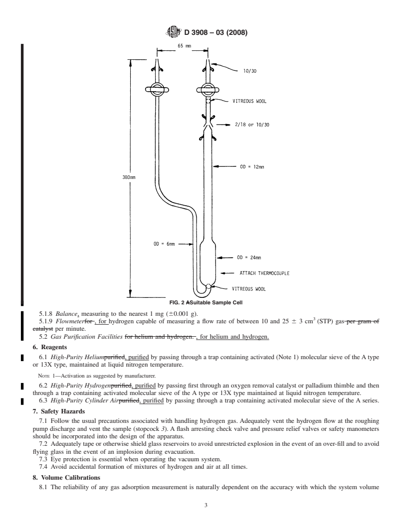 REDLINE ASTM D3908-03(2008) - Standard Test Method for Hydrogen Chemisorption on Supported Platinum Catalysts by Volumetric Vacuum Method