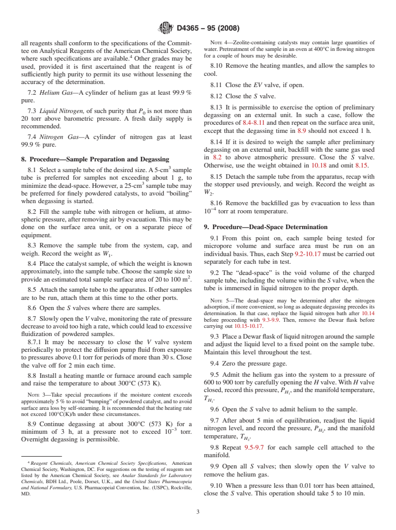 ASTM D4365-95(2008) - Standard Test Method for Determining Micropore Volume and Zeolite Area of a Catalyst