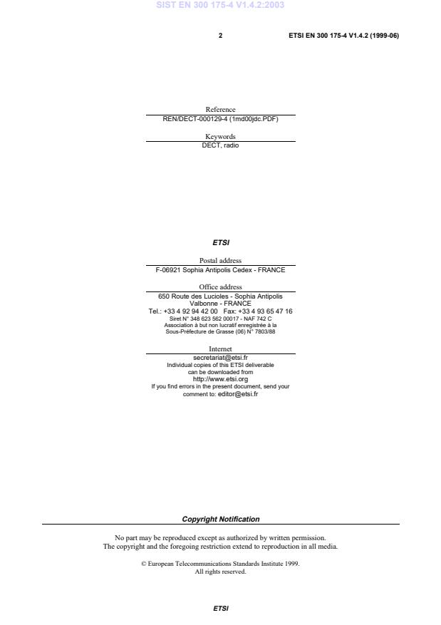 SIST EN 300 175-4 V1.4.2:2003 SIST EN 300 175-4 V1.4.2:2003 - Page 4 preview