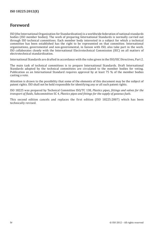 ISO 18225:2012 ISO 18225:2012 - Plastics piping systems -- Multilayer piping systems for outdoor gas installations -- Specifications for systems - Page 4 preview