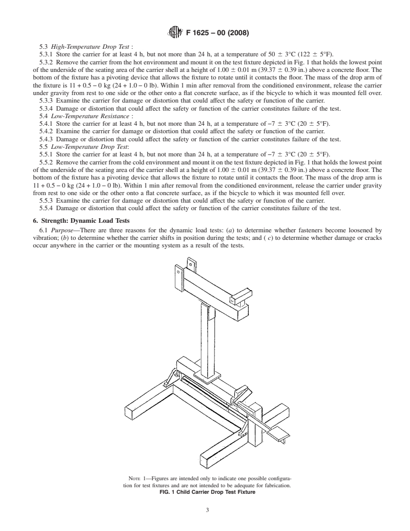 REDLINE ASTM F1625-00(2008) - Standard Specification and Test Method for  Rear-Mounted Bicycle Child Carriers