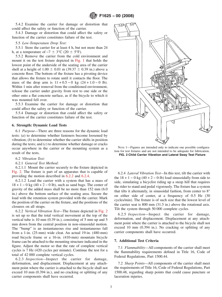 ASTM F1625-00(2008) - Standard Specification and Test Method for  Rear-Mounted Bicycle Child Carriers