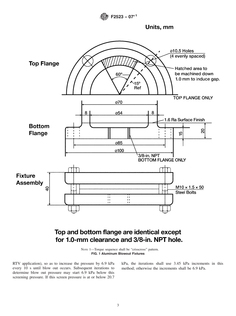 ASTM F2523-07e1 - Standard Practice for Blowout Resistance of Room-Temperature Vulcanized Elastomers