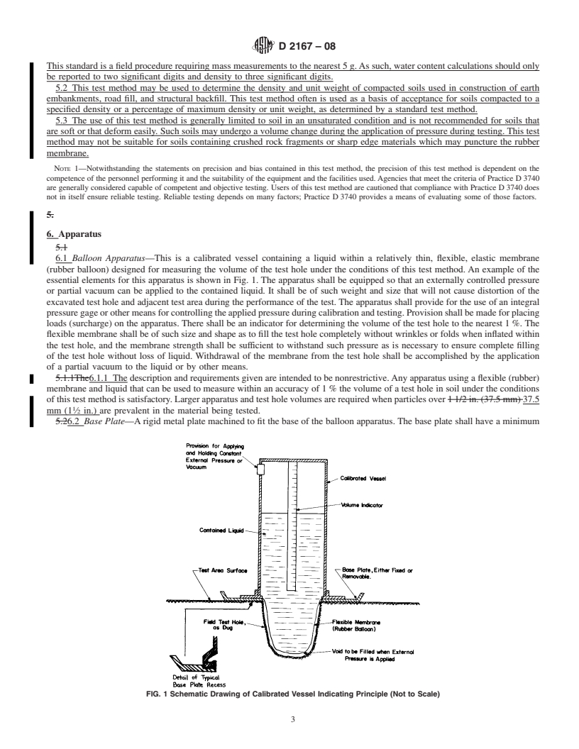 REDLINE ASTM D2167-08 - Standard Test Method for  Density and Unit Weight of Soil in Place by the Rubber Balloon Method