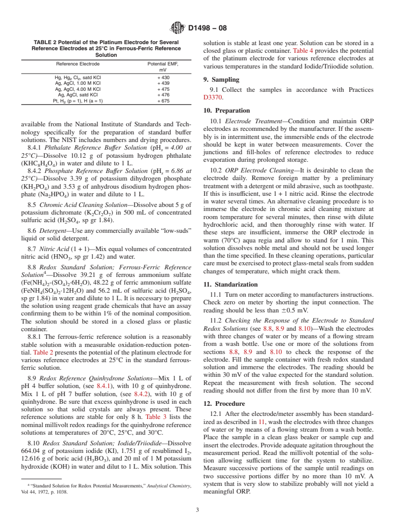 ASTM D1498-08 - Standard Test Method for  Oxidation-Reduction Potential of Water