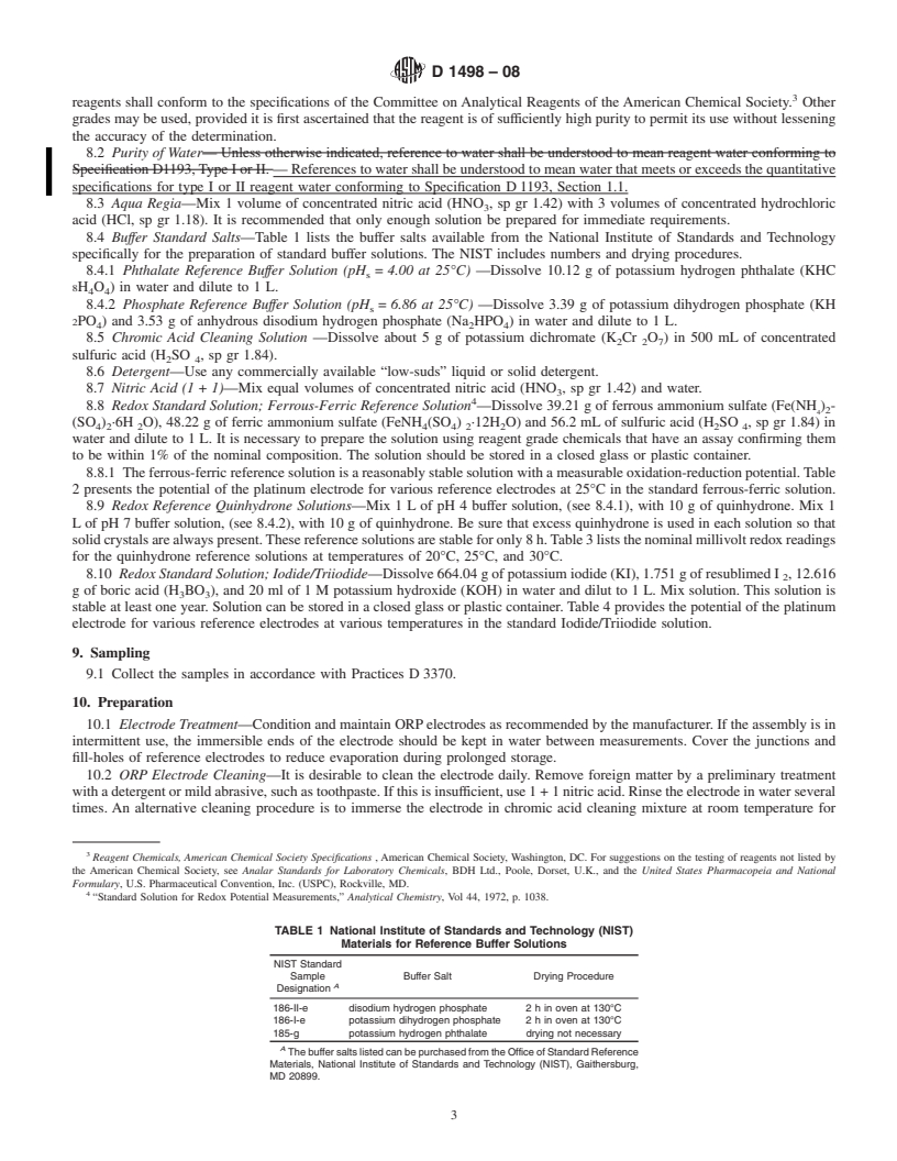 REDLINE ASTM D1498-08 - Standard Test Method for  Oxidation-Reduction Potential of Water