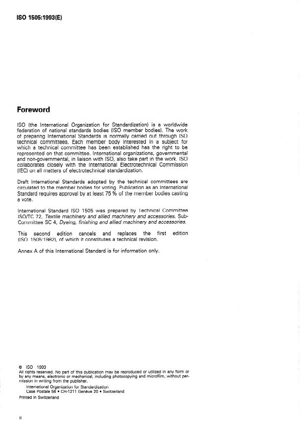 ISO 1505:1993 ISO 1505:1993 - Textile machinery -- Widths relating to dyeing and finishing machines -- Definitions and range of nominal widths - Page 2 preview