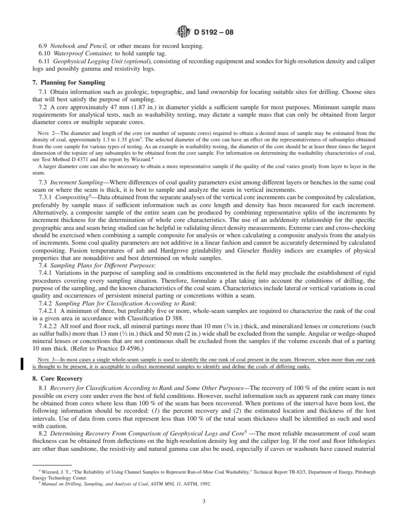 REDLINE ASTM D5192-08 - Standard Practice for Collection of Coal Samples from Core