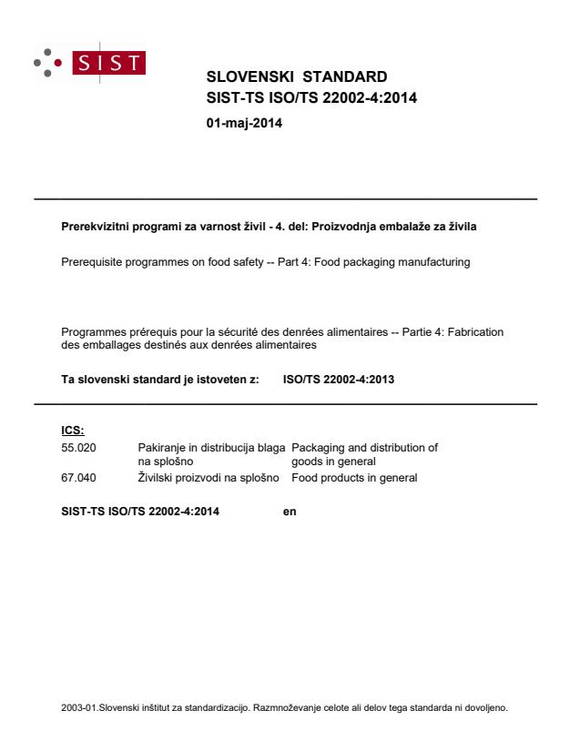 TS ISO/TS 22002-4:2014