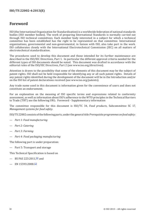 ISO/TS 22002-4:2013 ISO/TS 22002-4:2013 - Prerequisite programmes on food safety - Page 4 preview