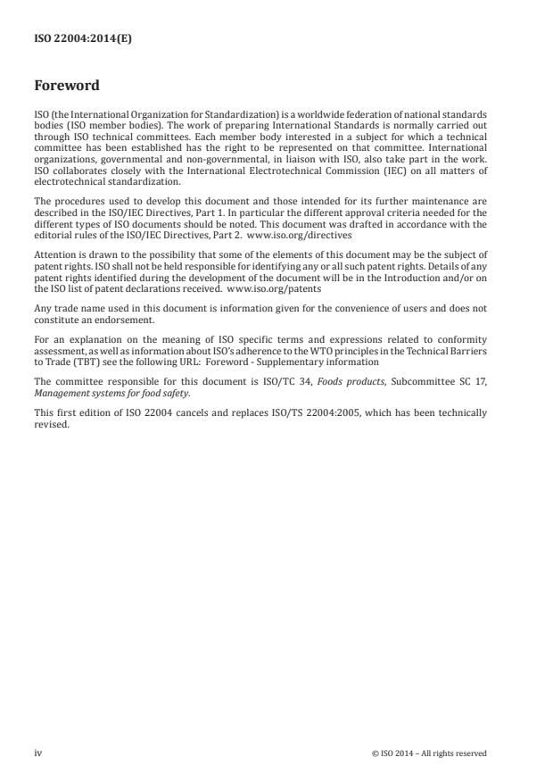ISO 22004:2014 ISO 22004:2014 - Food safety management systems -- Guidance on the application of ISO 22000 - Page 4 preview