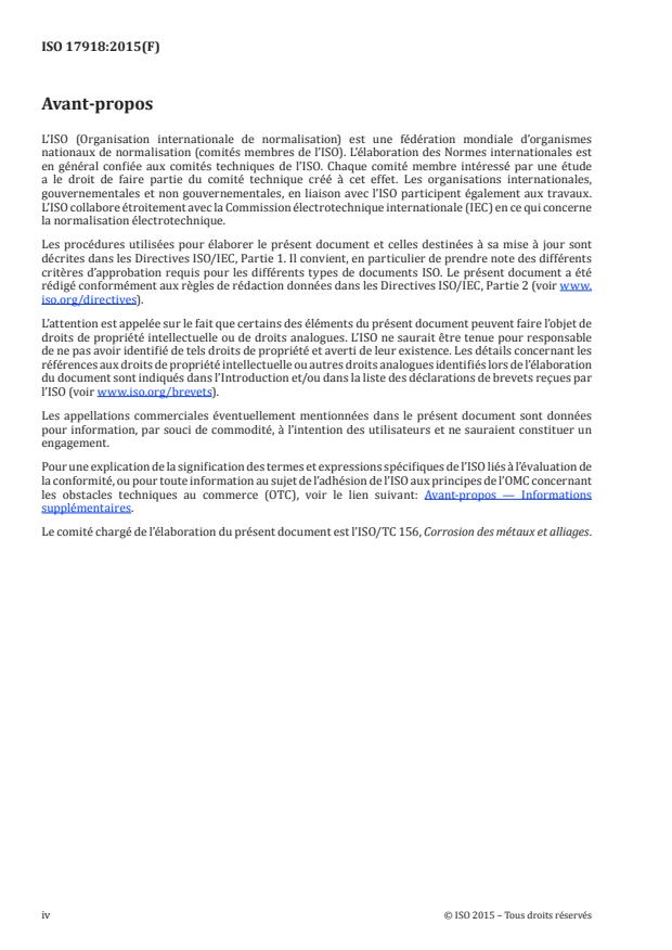 ISO 17918:2015 ISO 17918:2015 - Corrosion des métaux et alliages -- Évaluation de la corrosion sélective des alliages de cuivre et des fontes grises dans les composants des centrales électriques par examen visuel et mesure de la dureté - Page 4 preview