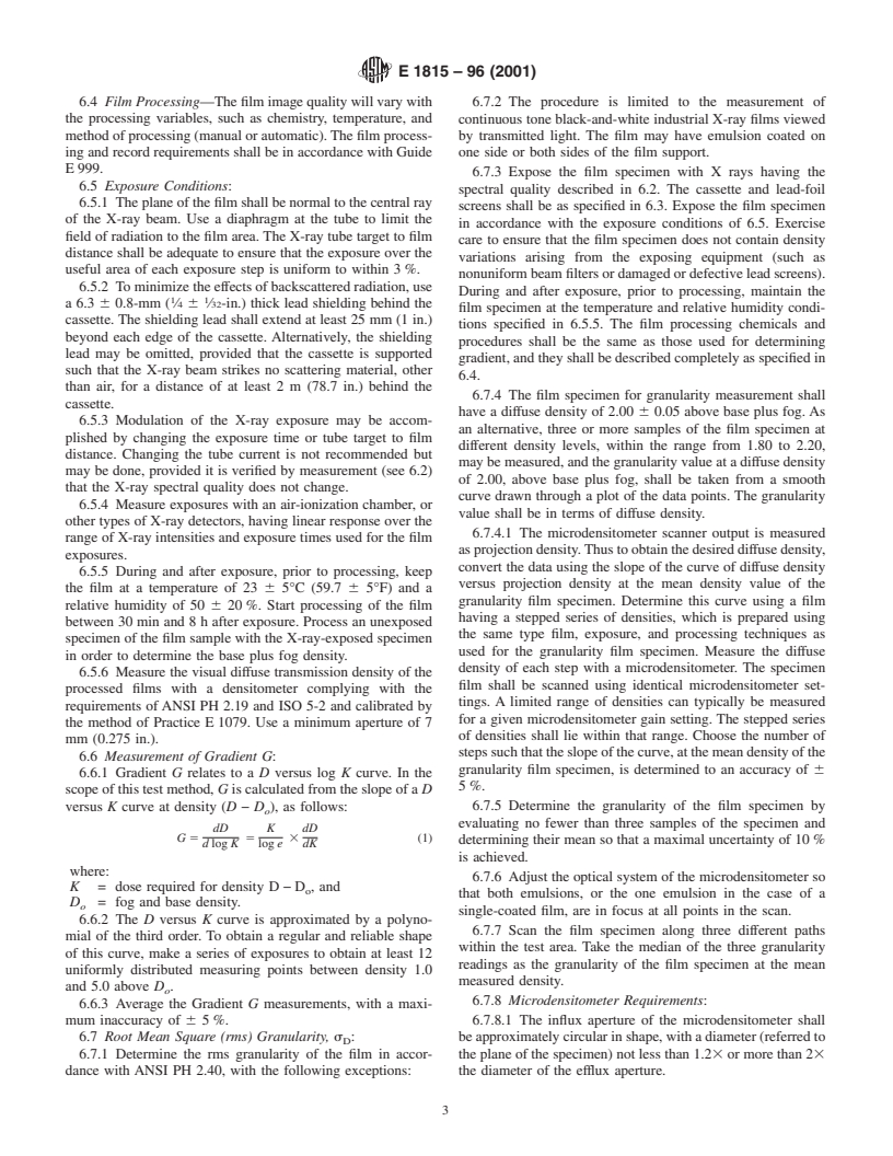 ASTM E1815-96(2001) - Standard Test Method for Classification of Film Systems for Industrial Radiography